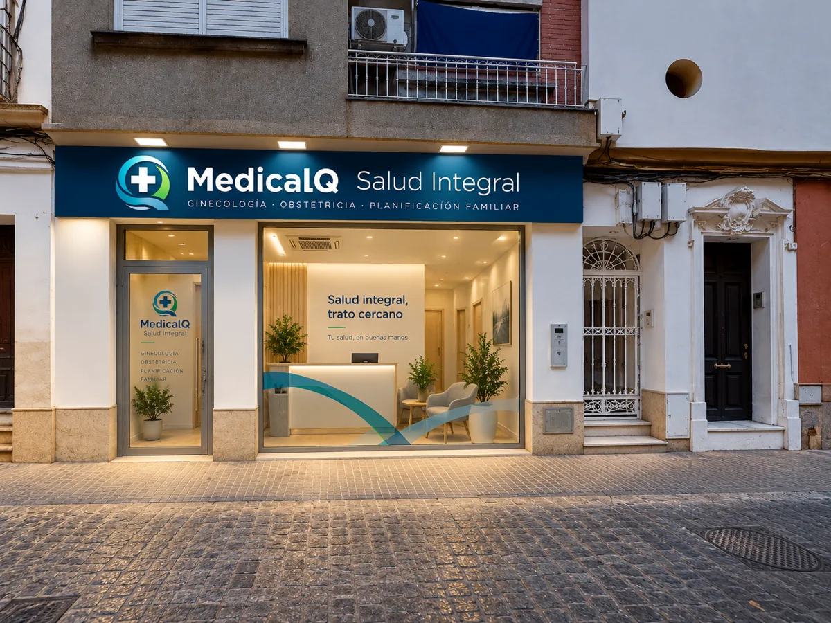Fachada de MedicalQ Salud Integral en Puerto Real, Cádiz (recreación conceptual)